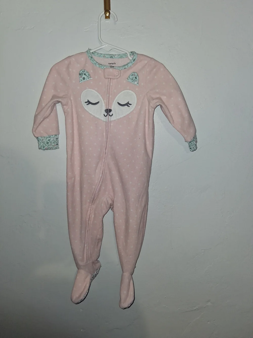 Carter's White Footed One-Piece with Pink, Yellow & Teal Animal Print